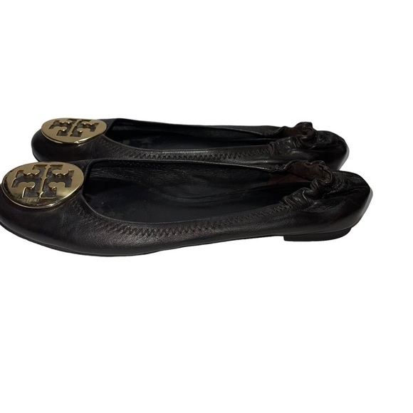 Tory Burch Black Flats with Gold Logo - Picture 4 of 7